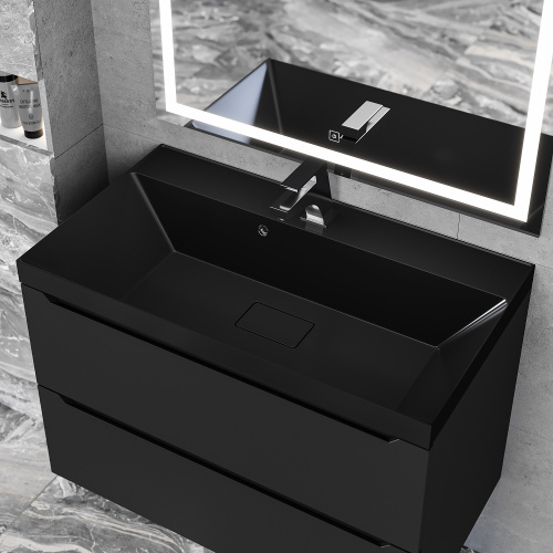 Раковина из литьевого мрамора Uperwood Classic New RClassicNew80bg 80х45 полувстраиваемая цвет черный глянцевый - фото 2