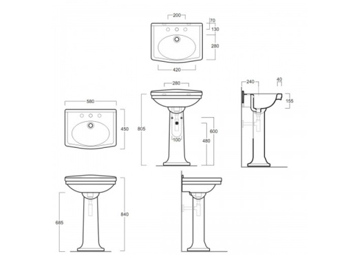 Раковина из санфаянса Simas LO 914 bia 1 hole 58х45 подвесная цвет белый - фото 3