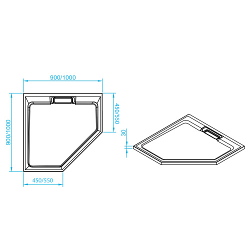 Душевой поддон RGW STA 16330599-10 90х90 искусственный камень серый без ножек - фото 3