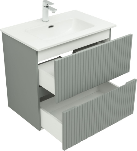 Тумба под раковину Aquanet Джейн 00313317 69х44х64 напольная/подвесная цвет зеленый/серый - фото 2