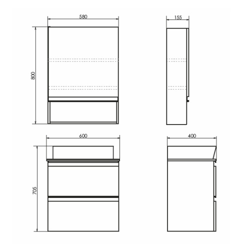 Тумба с раковиной Comforty Эдинбург 00-00005700CF 60х40х71 подвесная цвет бетон светлый - фото 2