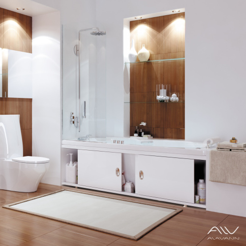 Экран под ванну Alavann 180 см фронтальный МДФ раздвижной белый - фото 2