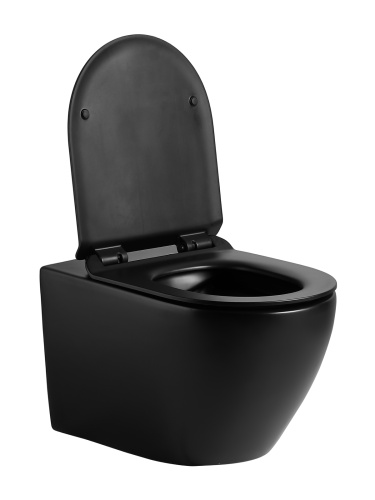 Унитаз подвесной Agger AT03144 черный матовый с сиденьем микролифт каскадный смыв - фото 5
