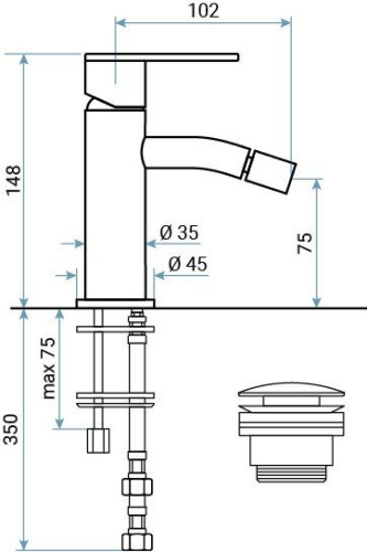 Смеситель Emmevi Filoinox 85004/IN на биде никель - фото 2