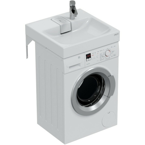 Раковина из искусственного камня СанТа Венера 900162 60х60 над стиральной машиной цвет белый 1 отверстие под смеситель - фото 4