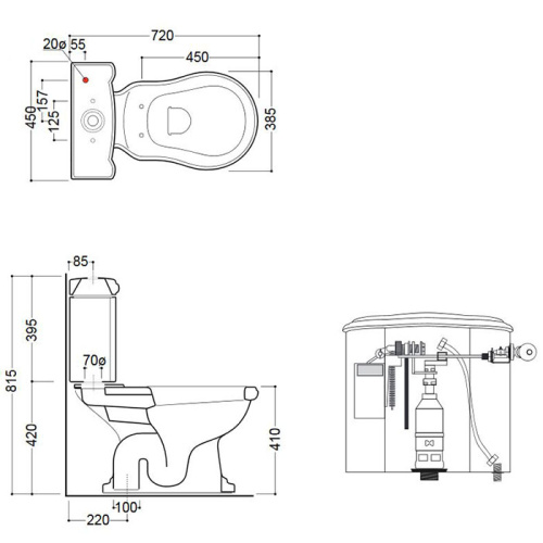 Чаша унитаза напольная Kerasan Retro 101201 цвет белый без бачка без сиденья душевой смыв - фото 2