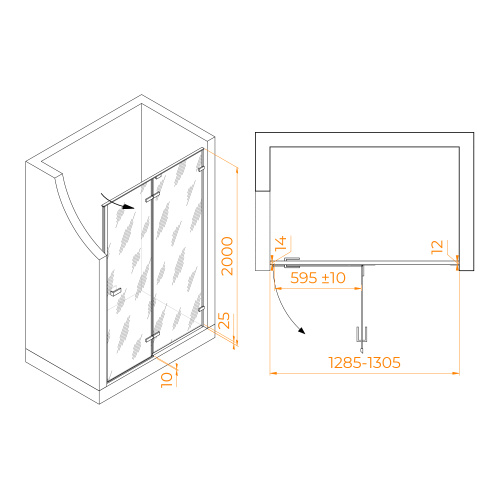 Душевая дверь RGW Stilvoll 353200413-14 130х200 стекло прозрачное профиль черный - фото 2
