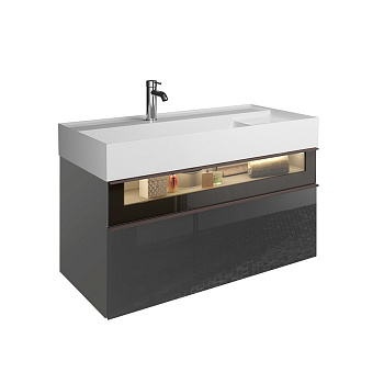 Тумба с раковиной Burgbad Yumo SFMX102 F3194 C0001*1 101х47х48 подвесная цвет серый глянцевый