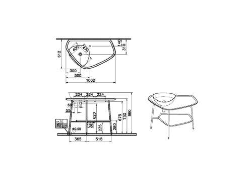 Консоль под раковину Vitra Plural 62571 104х62х73 напольная цвет белый матовый - фото 3