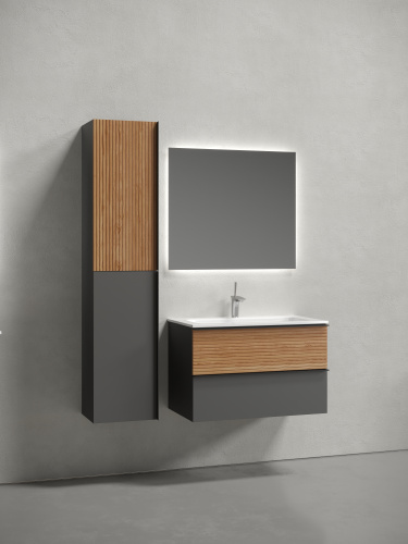 Тумба под раковину Sancos DELTA DL80GR 79х45х50 подвесная цвет дуб красный/графит - фото 3