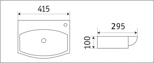 Раковина из санфаянса CeramaLux 78014T 42х30 подвесная цвет белый 1 отверстие под смеситель - фото 2