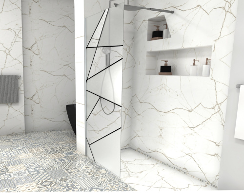 Душевая перегородка Cerutti SPA PICK T90 90х120 стекло прозрачное/матовое профиль хром глянцевый - фото 2