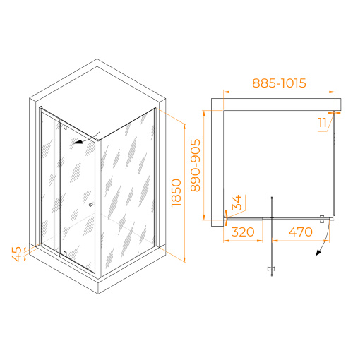 Душевой уголок RGW Passage 41083299-014 90х90 стекло прозрачное профиль черный без поддона - фото 2