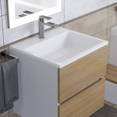 Раковина из литьевого мрамора Uperwood Barsa 2901120345 50х45 полувстраиваемая цвет белый - фото 2