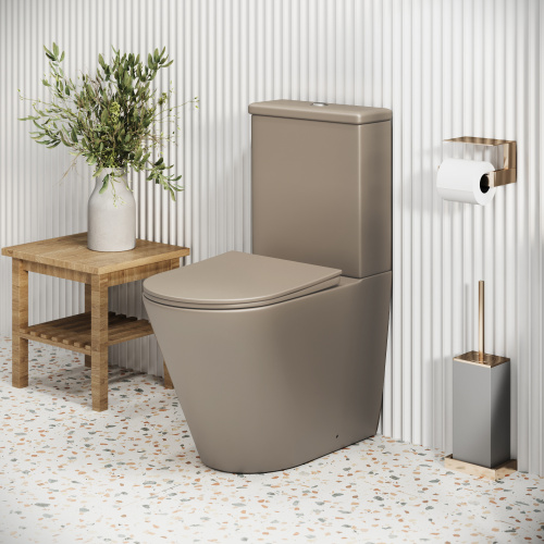 Унитаз напольный с бачком Grossman Color GR-4480BRLMS бежевый матовый с сиденьем безободковый каскадный смыв - фото 5