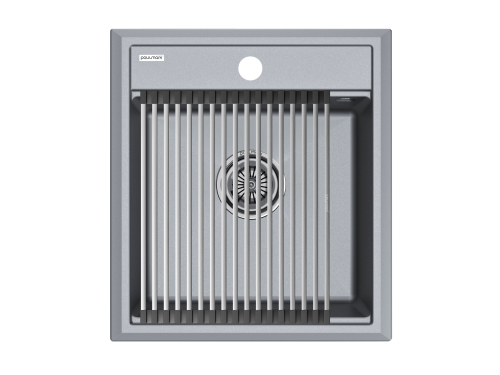 Кухонная мойка + коландер Paulmark PM114651-GRM+R375-BS 46х51 цвет серый металлик