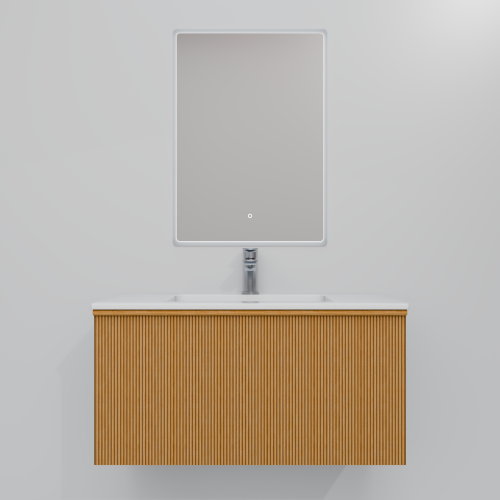 Тумба с раковиной+зеркало Art Decco Andy (Энди) AAN08W11S2MF 80x45x40 подвесная цвет белый дуб - фото 4