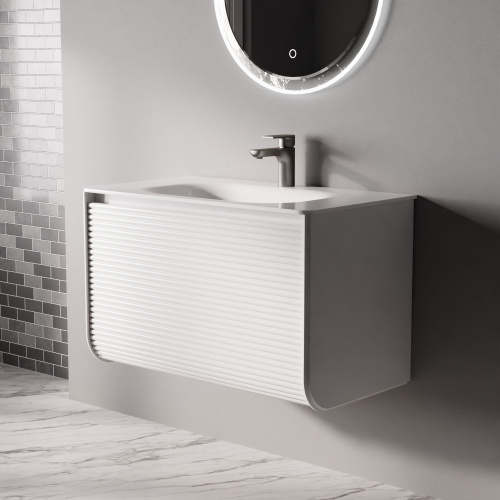 Тумба с раковиной+зеркало Art Decco Lucia (Люсия) ALC08W43S1M0 80x45x50 подвесная цвет белый - фото 5