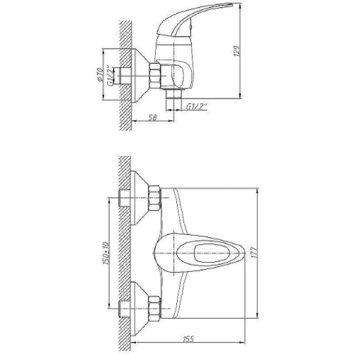 Cмеситель для ванны и душа Haiba HB2003 настенный хром - фото 2