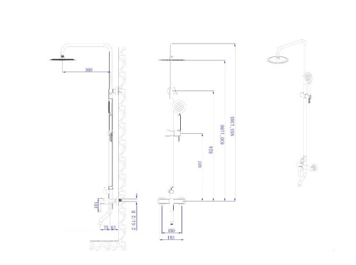 Душевая стойка Rush Santiago SUS1116-40Black настенная цвет черный - фото 2