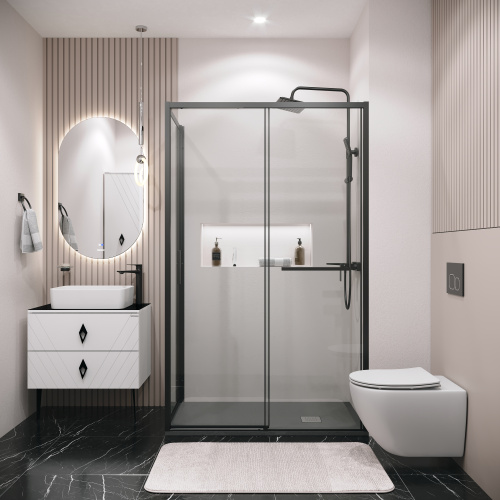 Душевая перегородка Grossman Style 200.K33.05.70.21.00 70х195 стекло прозрачное профиль черный матовый - фото 3