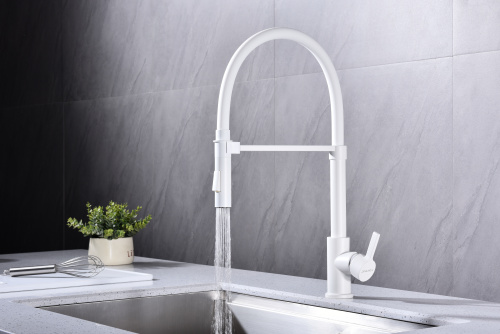 Смеситель для кухни Paulmark HALT Ha214021-WH на раковину белый матовый - фото 4