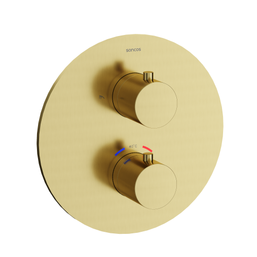 Душевая система Sancos Etna SC9010BG встраиваемая в стену цвет брашированное золото с термостатом - фото 2