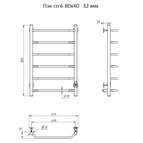 Полотенцесушитель Тругор Пэк Пэксп6/804032 43х80 электрический хром - фото 2
