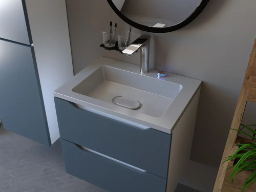 Раковина из литьевого мрамора Uperwood Modul 29110201339 62х45 полувстраиваемая цвет серый - фото 3