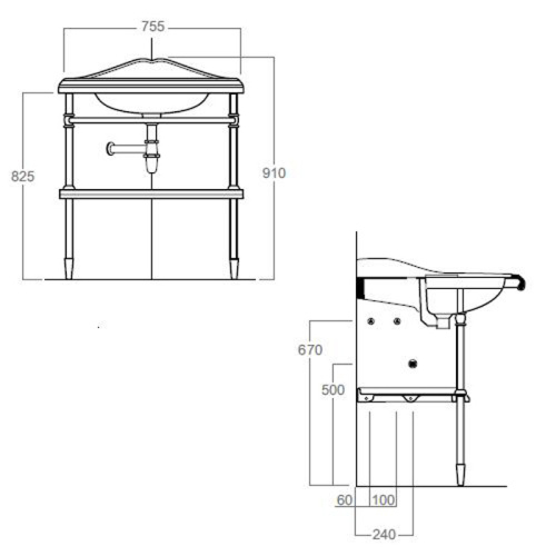 Консоль под раковину Simas ARCADE 1011cr 61х54х79 напольная цвет хром - фото 2