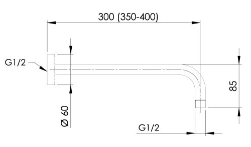 Кронштейн для верхнего душа 30 см Mariani B16BDL0530 сталь - фото 2
