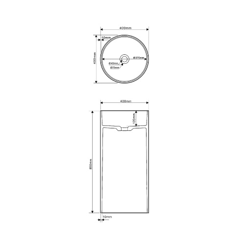 Раковина из искусственного камня Abber Stein AS2516 40х40 напольная цвет белый матовый без отверстий под смеситель - фото 4