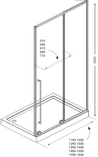 Душевая дверь Allen Brau Fantasy 3.11006.31 120х200 стекло прозрачное профиль черный матовый - фото 4