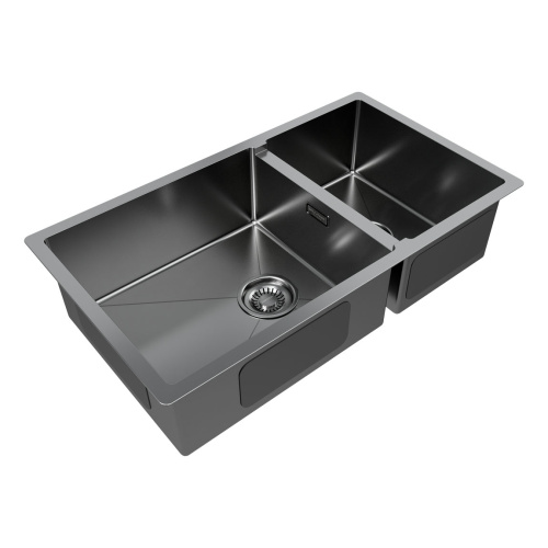Кухонная мойка Paulmark ALLER 78/2S UNI PM527844-GM 44х39 цвет вороненая сталь - фото 2