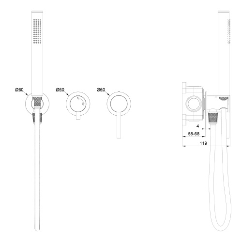 Смеситель для душа Wonzon & Woghand Stick WW-838017-MB встраиваемый в стену черный - фото 2
