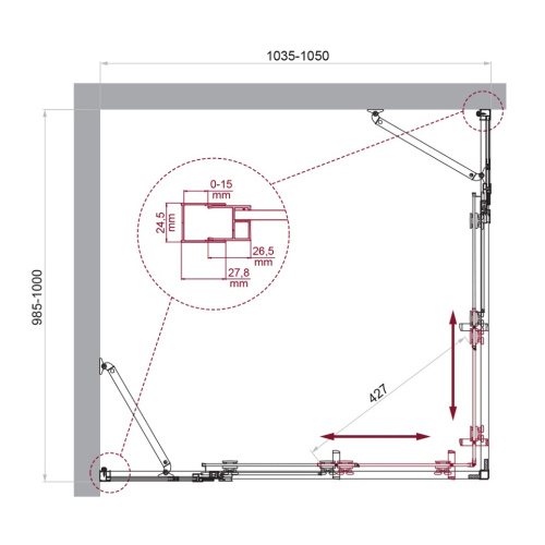 Душевой уголок BelBagno LUCE LUCE-AH-22-105/100-C-Cr 105х100 стекло прозрачное профиль хром глянцевый без поддона - фото 2