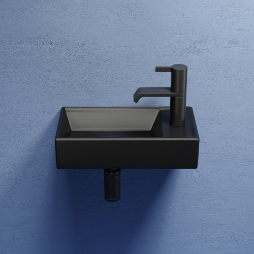 Раковина из сантехнического фарфора Ceramica Nova ELEMENT CN6051LMB 42х22 подвесная цвет черный матовый 1 отверстие под смеситель - фото 5