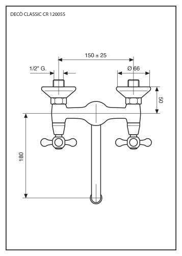 Смеситель для кухни Emmevi Deco Classic 12005S/CR настенный хром - фото 2