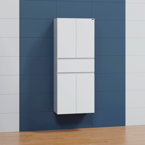 Шкаф-пенал СанТа Марс 700310 60х30х150 подвесной цвет белый - фото 3