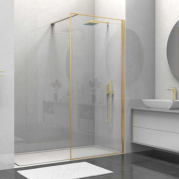 Душевая перегородка Vincea Walk in HS VSW-1HS900CLG 90х200 стекло прозрачное профиль золото брашированное