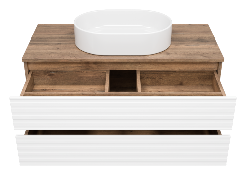 Тумба под раковину Brevita Dakota DAK-09100-19/01-2Я 100х48х43 подвесная цвет белый/коричневый - фото 3