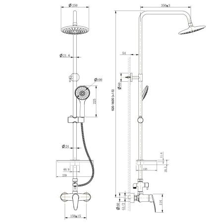 Душевая стойка LeMark Linara LM0460C настенная цвет хром
