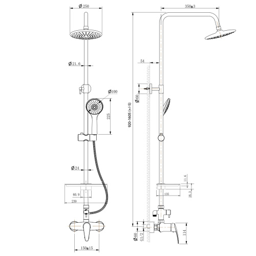 Душевая стойка LeMark Linara LM0460C настенная - фото 2