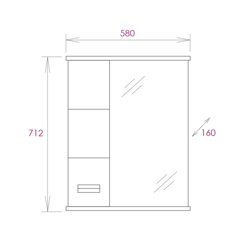Зеркало-шкаф Onika Балтика 205815 58х16х71 подвесной цвет белый - фото 3
