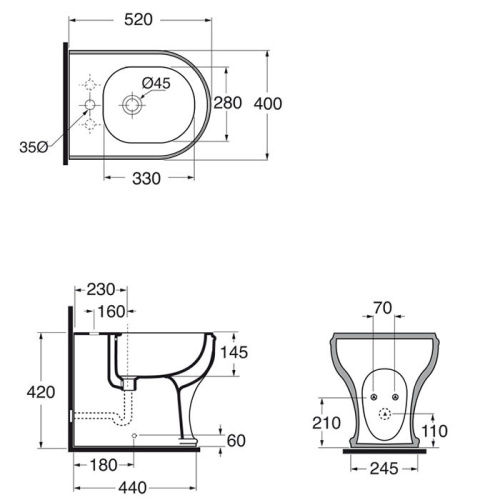 Биде Azzurra Jubilaeum CHBIT000000MBI/(CHA500 bi)*1 напольное - фото 2