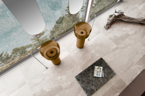 Раковина из полиэфирной смолы Abber KRISTALL AT2702Vesuvian-H 45х45 напольная цвет оливковый без отверстий под смеситель - фото 3