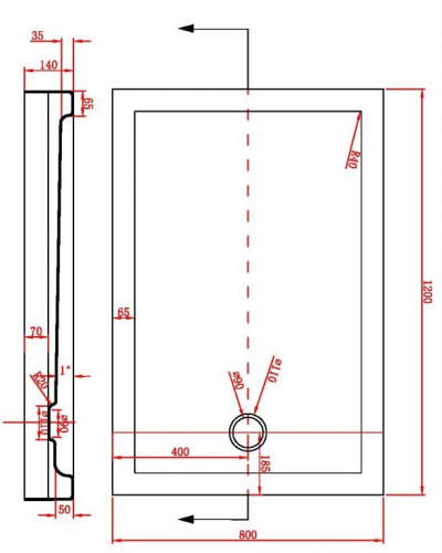 Душевой поддон Bravat Type-S1 P1812 120х80 акрил белый - фото 2