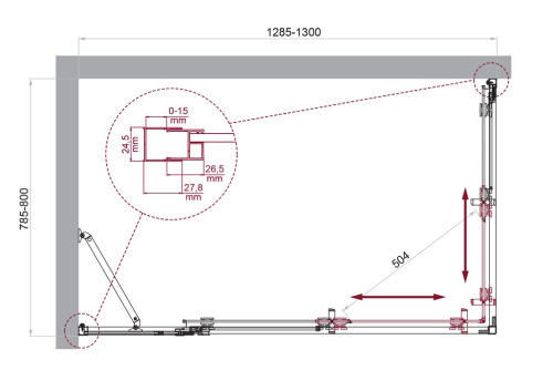 Душевой уголок BelBagno LUCE LUCE-AH-21-130/80-C-Cr 130х80 стекло прозрачное профиль хром глянцевый без поддона - фото 2