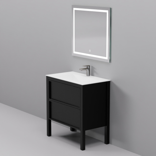 Тумба с раковиной+зеркало Art Decco Elisa (Элиса) AES08F78S1MF 80x45x85 напольная цвет черный дуб - фото 3