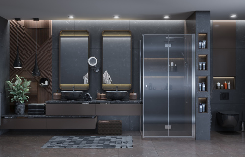 Душевой уголок Ambassador Diamond 12011105R 90х90 стекло прозрачное профиль хром глянцевый без поддона - фото 4